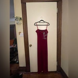 1990s Vintage Rave City Suede Prom/Evening Dress (long slit up leg)